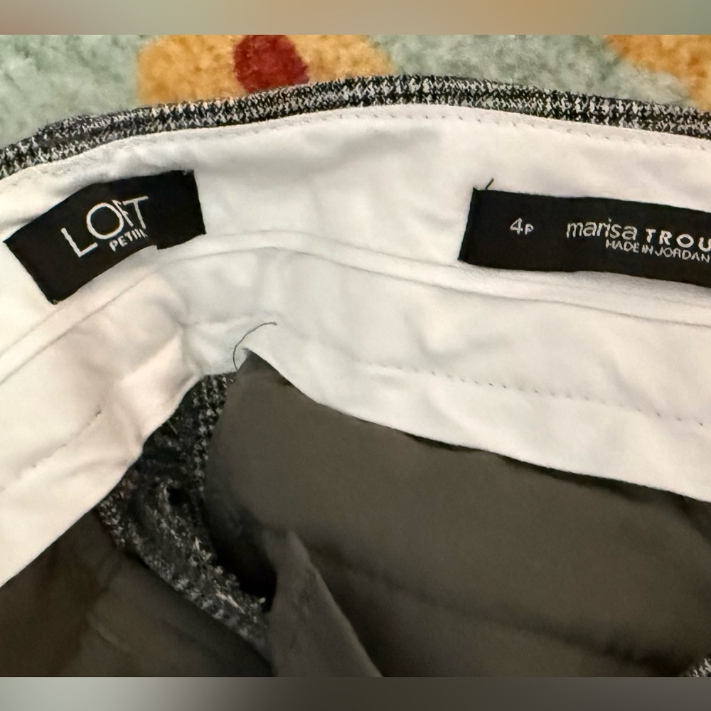 LOFT Charcoal Checkered Pants - Picture 3 of 3